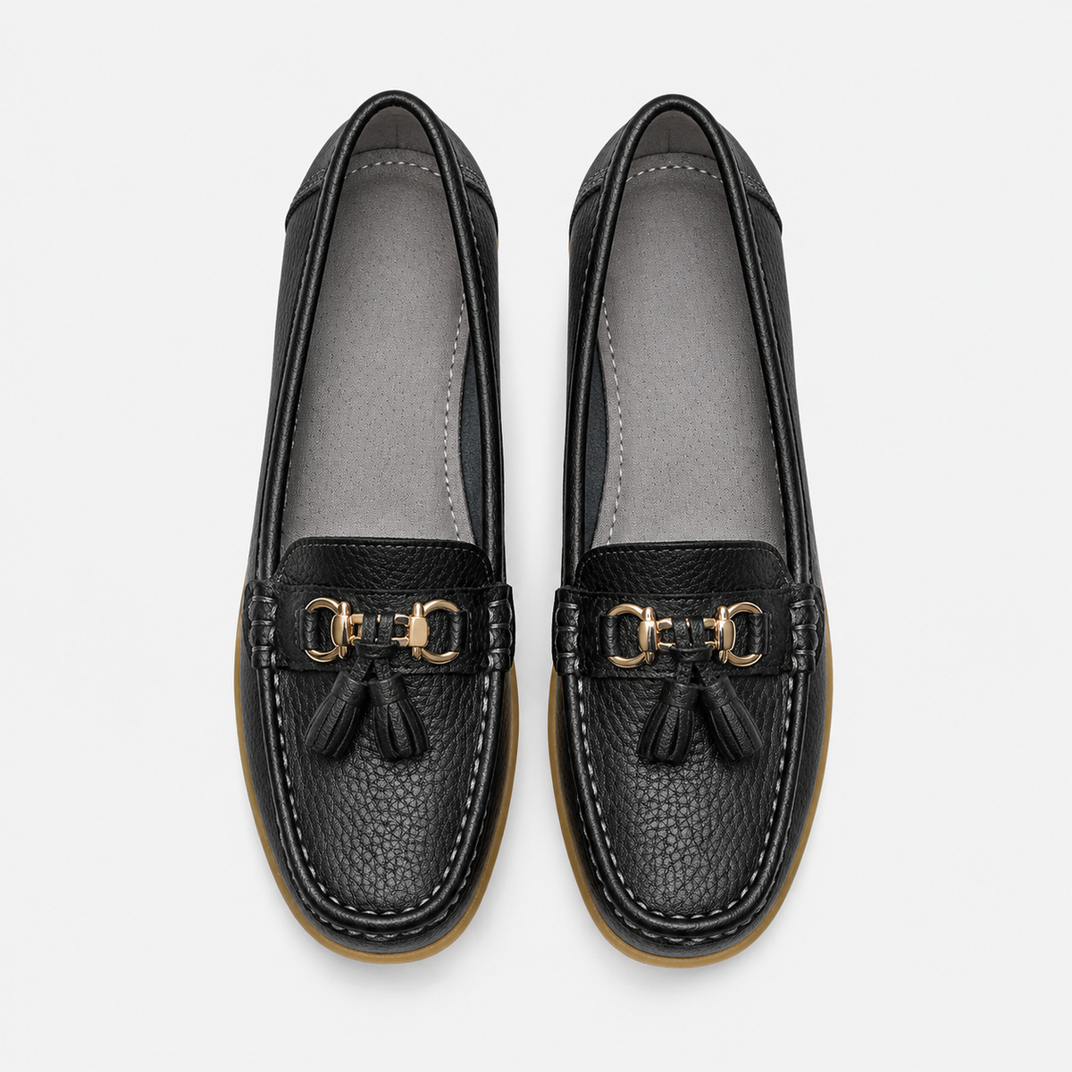 Women's Slip-On Loafers – Black Casual Flat Moccasin Shoes for Everyday Wear