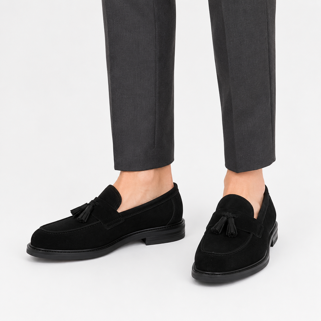 Mens Black Tassel Loafers – Lightweight Business Casual Comfortable Slip-On Shoes