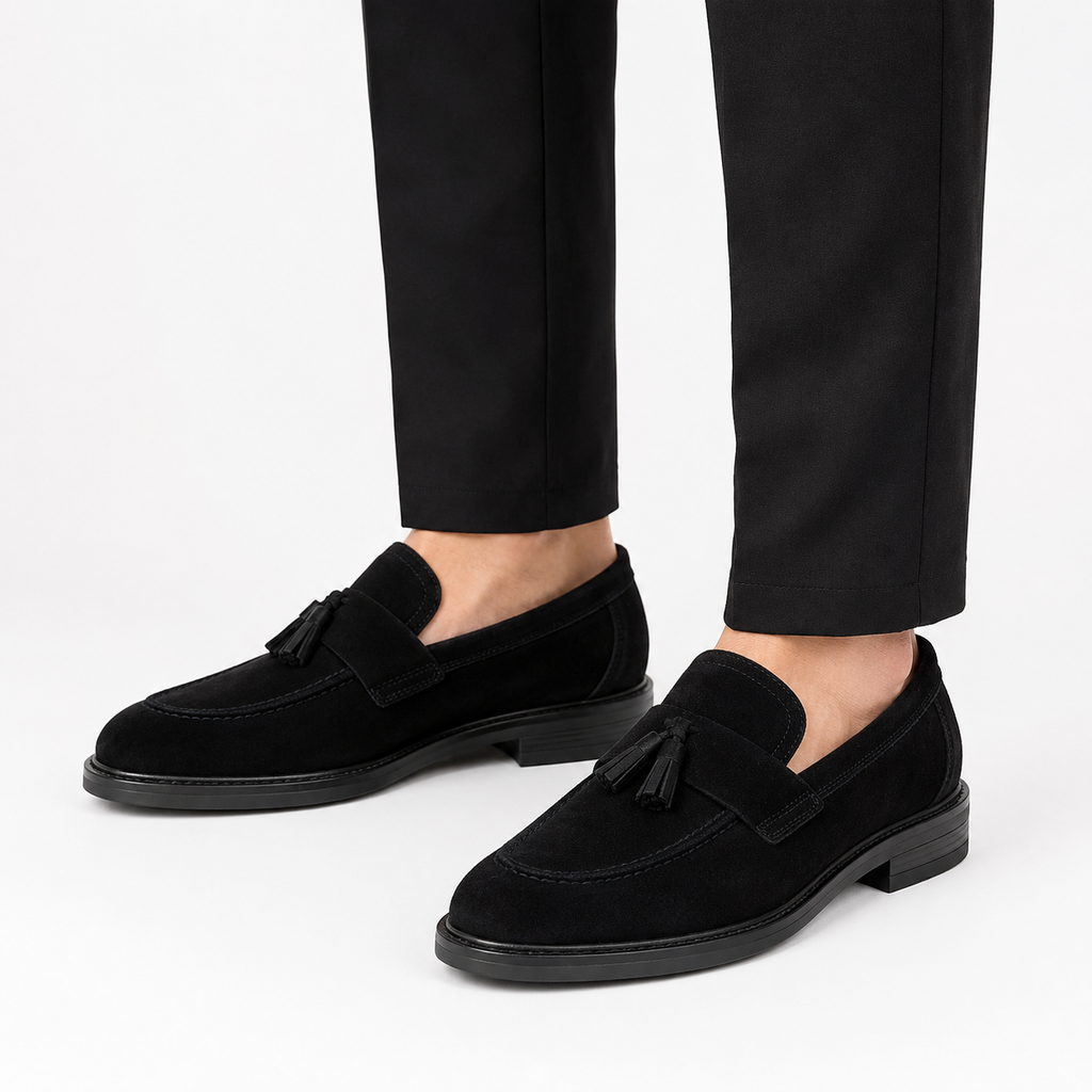 Mens Black Tassel Loafers – Lightweight Business Casual Comfortable Slip-On Shoes