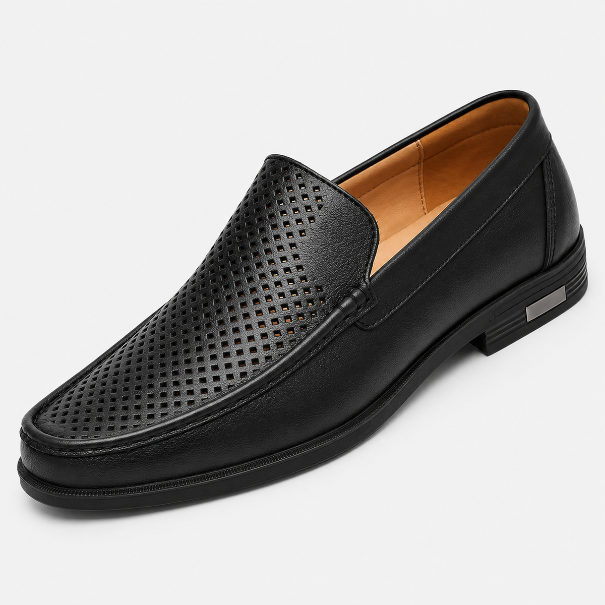 Mens Black Genuine Leather Loafers – Formal Dress Slip-On Office Wedding Driving Shoes