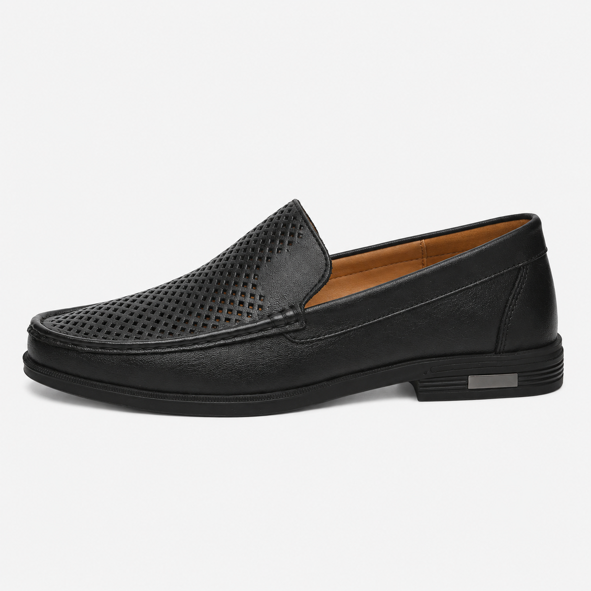 Mens Black Genuine Leather Loafers – Formal Dress Slip-On Office Wedding Driving Shoes