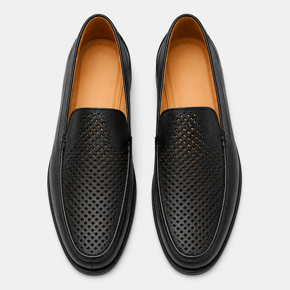 Mens Black Genuine Leather Loafers – Formal Dress Slip-On Office Wedding Driving Shoes
