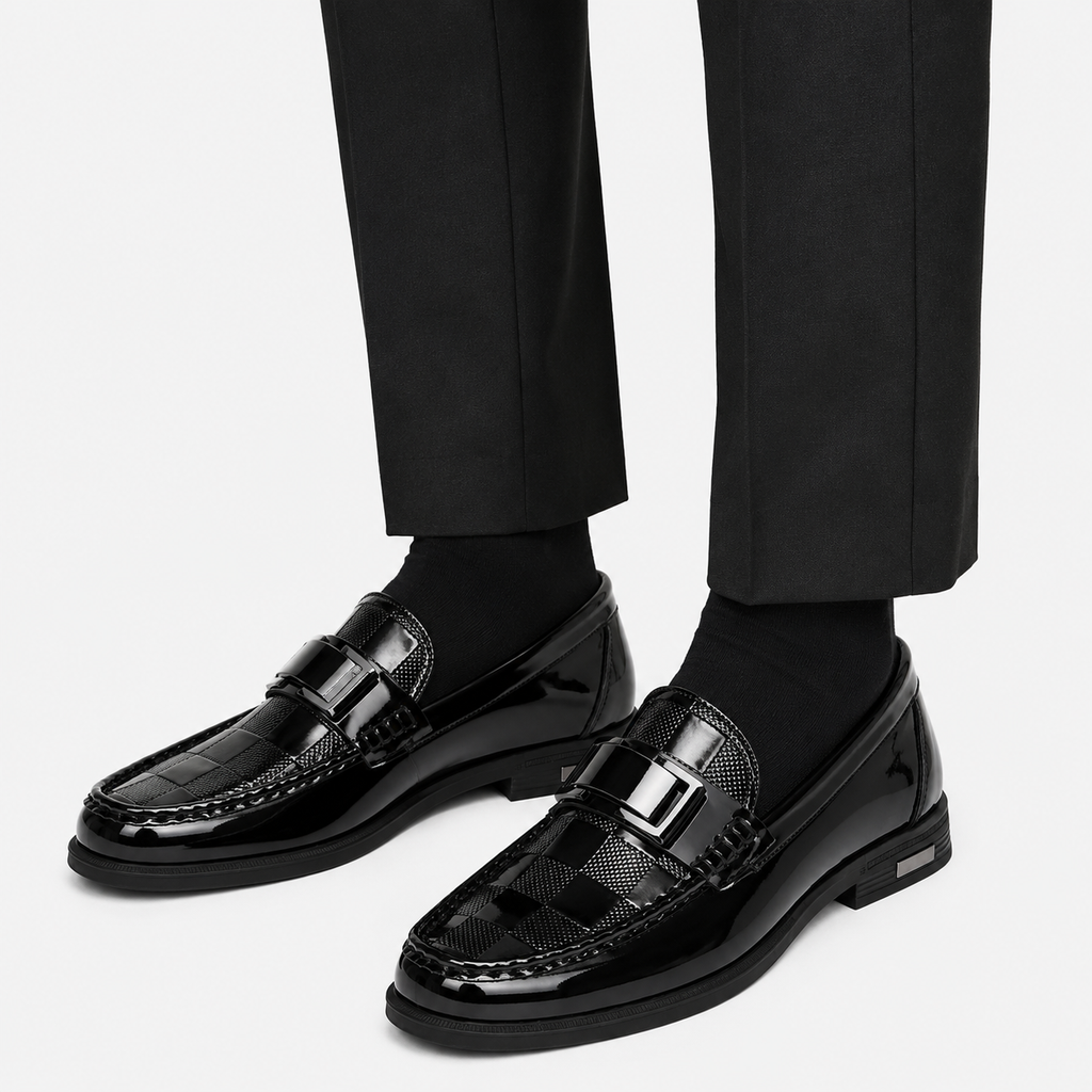 Mens Black Patent Leather Loafers – Gentleman Formal Casual Slip-On Big Size Shoes