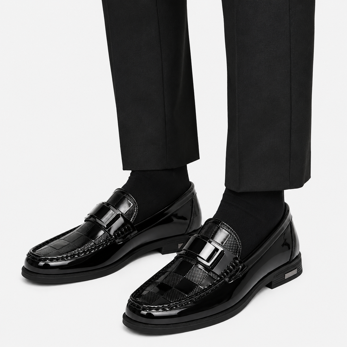 Mens Black Patent Leather Loafers – Gentleman Formal Casual Slip-On Big Size Shoes
