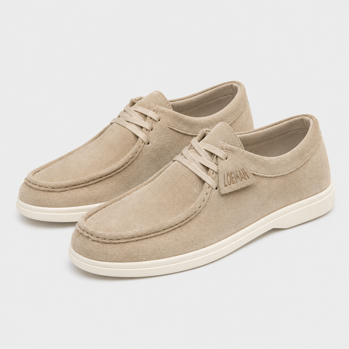 Mens Beige Suede Loafers – Korean Style Soft Sole Breathable Casual Shoes