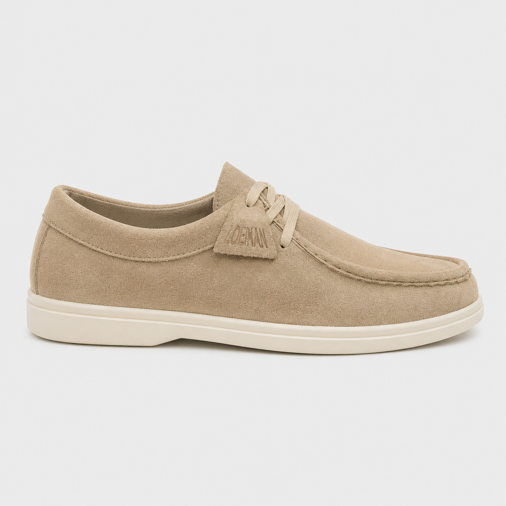 Mens Beige Suede Loafers – Korean Style Soft Sole Breathable Casual Shoes