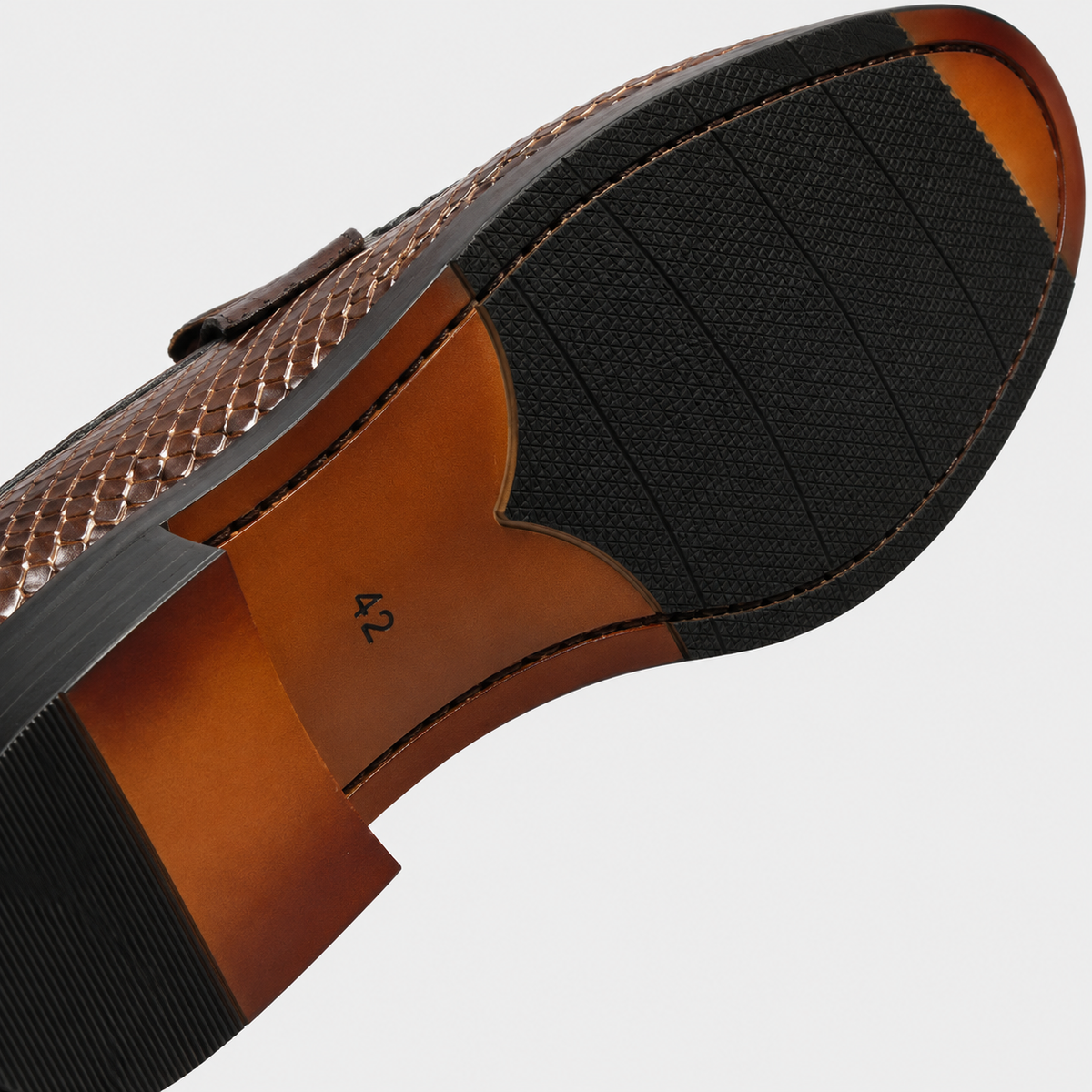 Mens Brown Genuine Leather Snake Print Tassel Loafers – Slip-On Wedding Office Dress Shoes