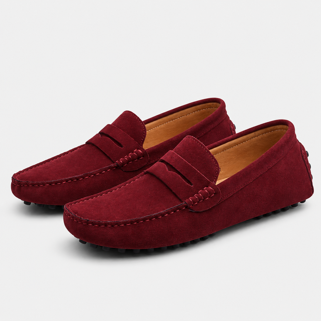 Mens Red Patent Leather Loafers – Glossy Luxury Office Dress Shoes