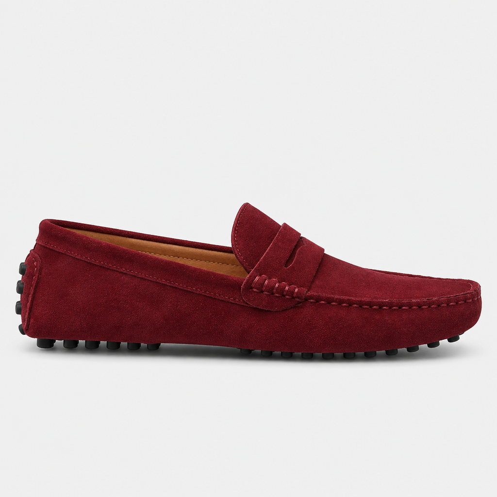 Mens Red Patent Leather Loafers – Glossy Luxury Office Dress Shoes