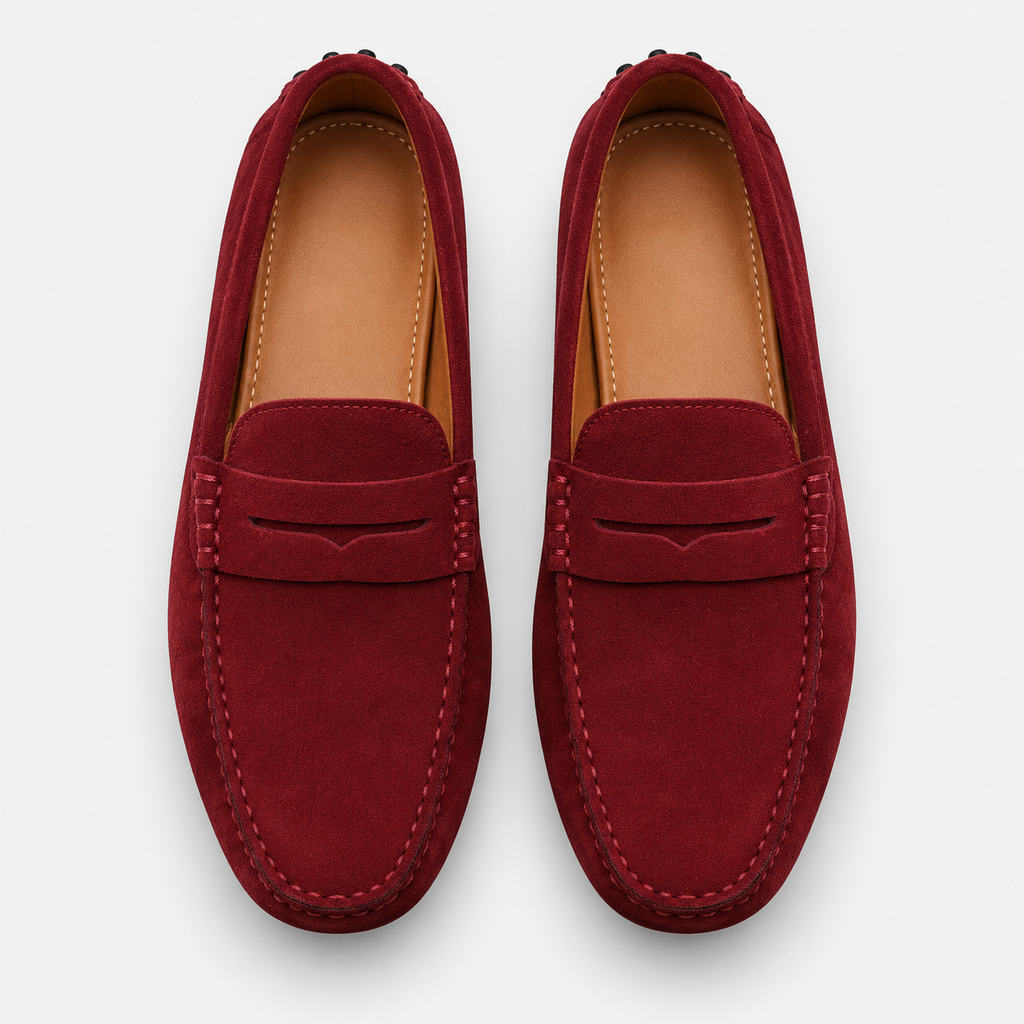 Mens Red Patent Leather Loafers – Glossy Luxury Office Dress Shoes