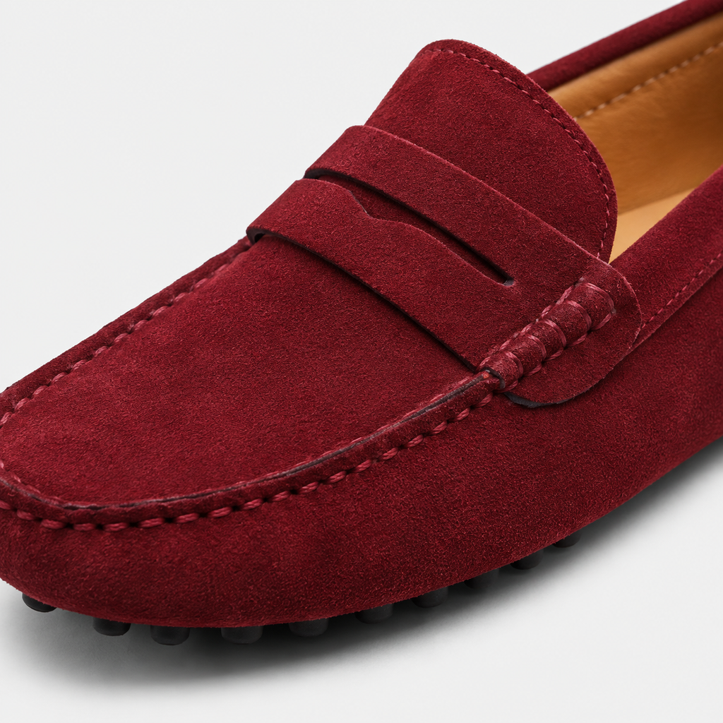 Mens Red Patent Leather Loafers – Glossy Luxury Office Dress Shoes