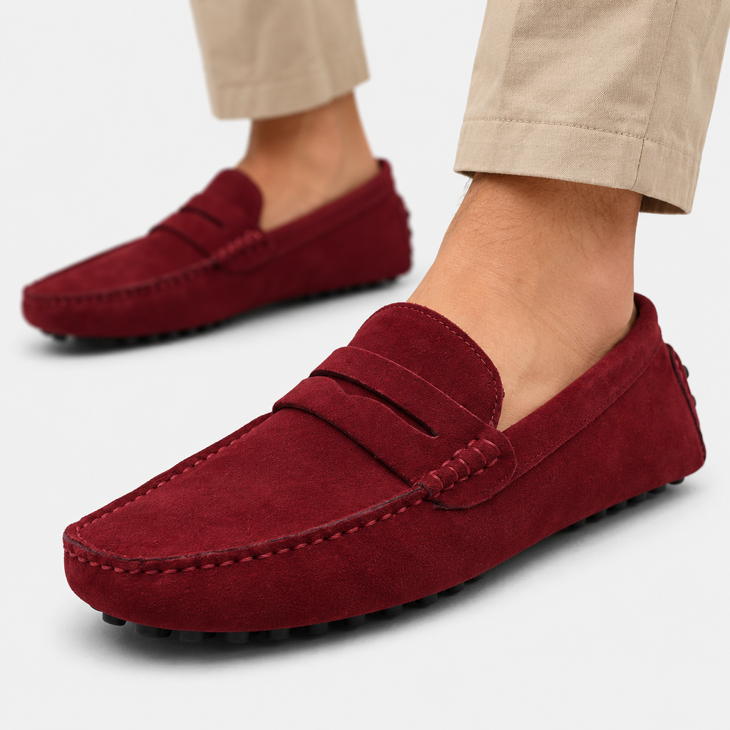 Mens Red Patent Leather Loafers – Glossy Luxury Office Dress Shoes