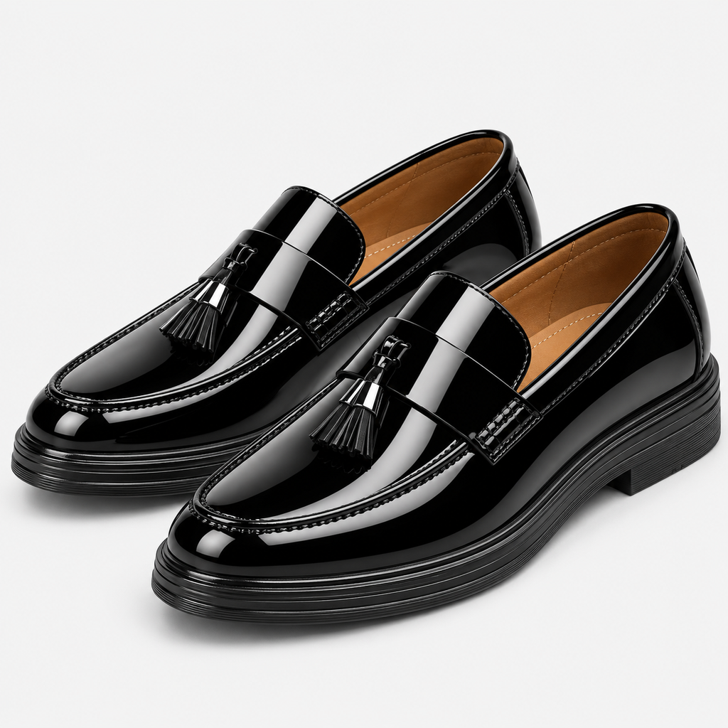 Mens Patent Leather Loafers – Black Business Office Party Wedding Casual Shoes