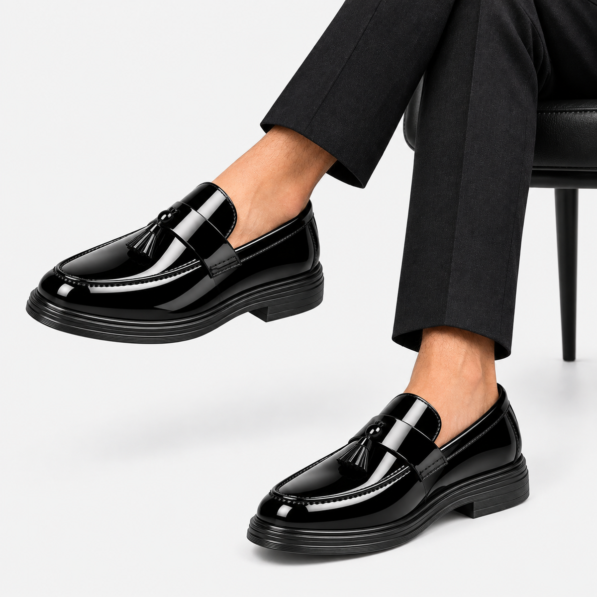 Mens Patent Leather Loafers – Black Business Office Party Wedding Casual Shoes