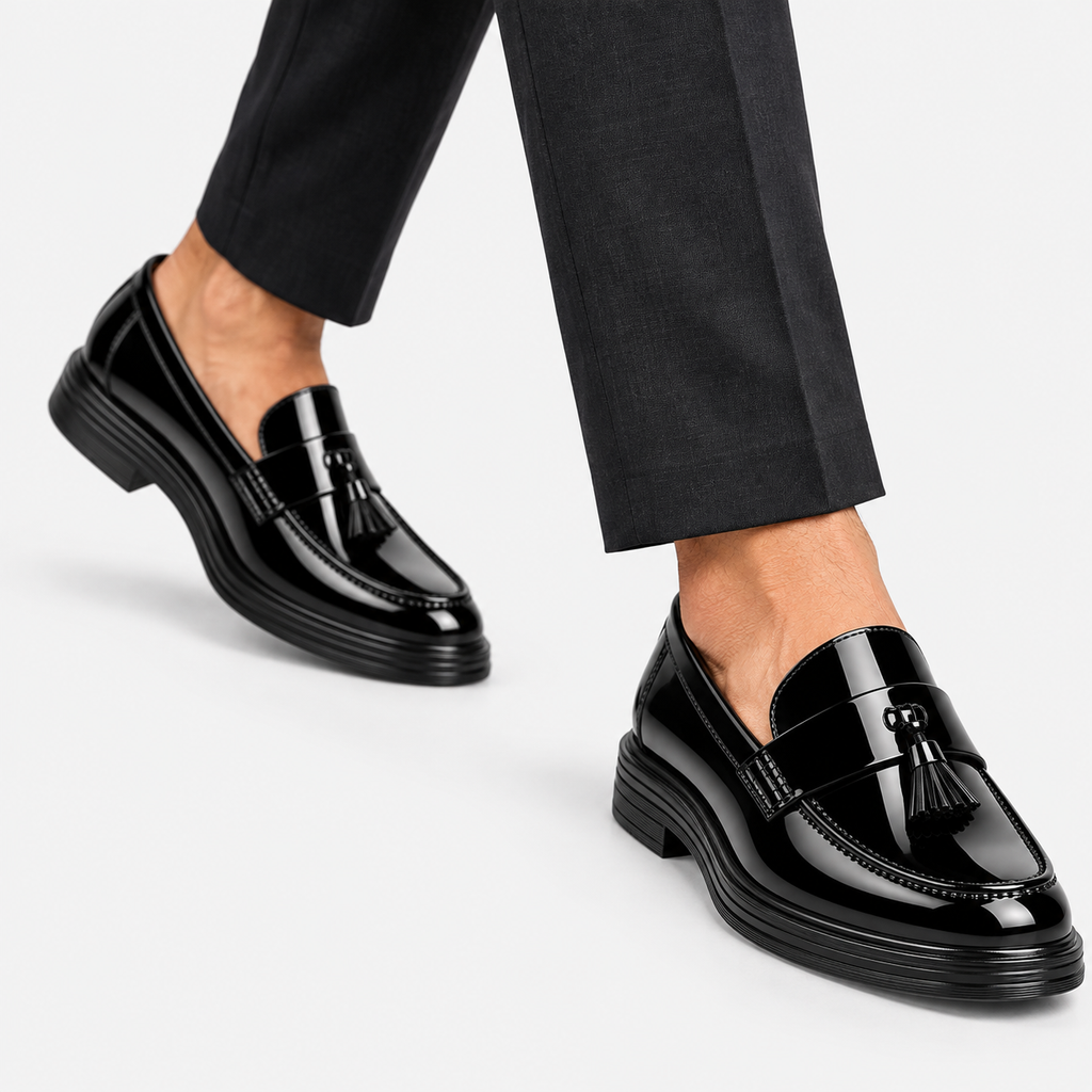 Mens Patent Leather Loafers – Black Business Office Party Wedding Casual Shoes