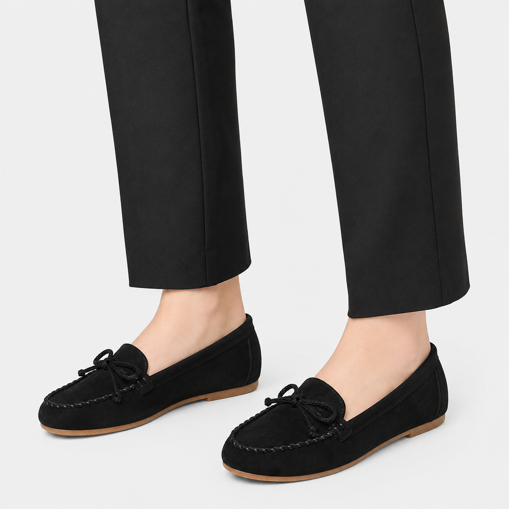 Women's Suede Slip-On Loafers – Flat Ballet Shoes for Everyday Casual Wear