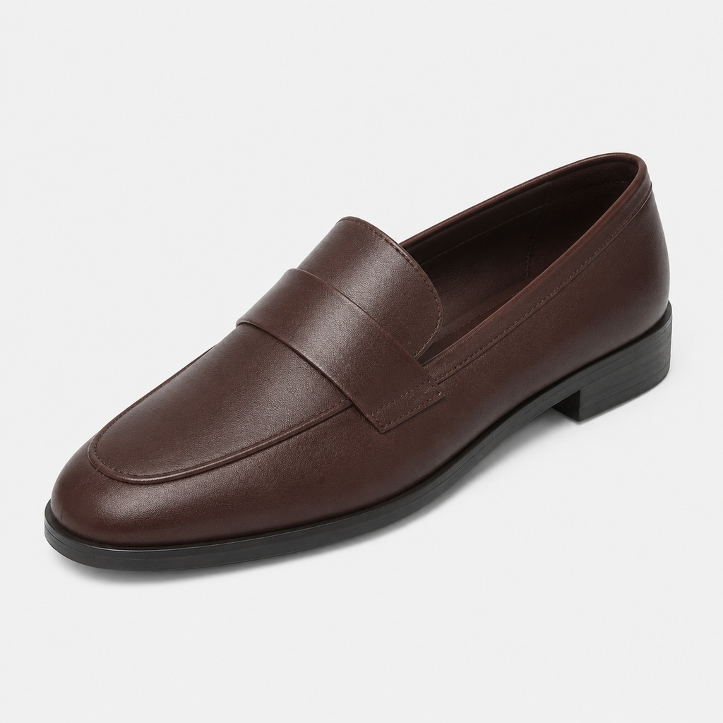 Women's Brown Vintage Leather Loafers – British Style Flat Slip-On Shoes