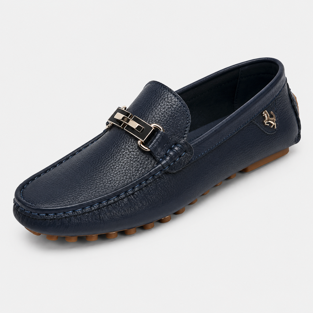 Men's Faux Leather Loafers – Black Casual Slip-On Driving Flat Shoes