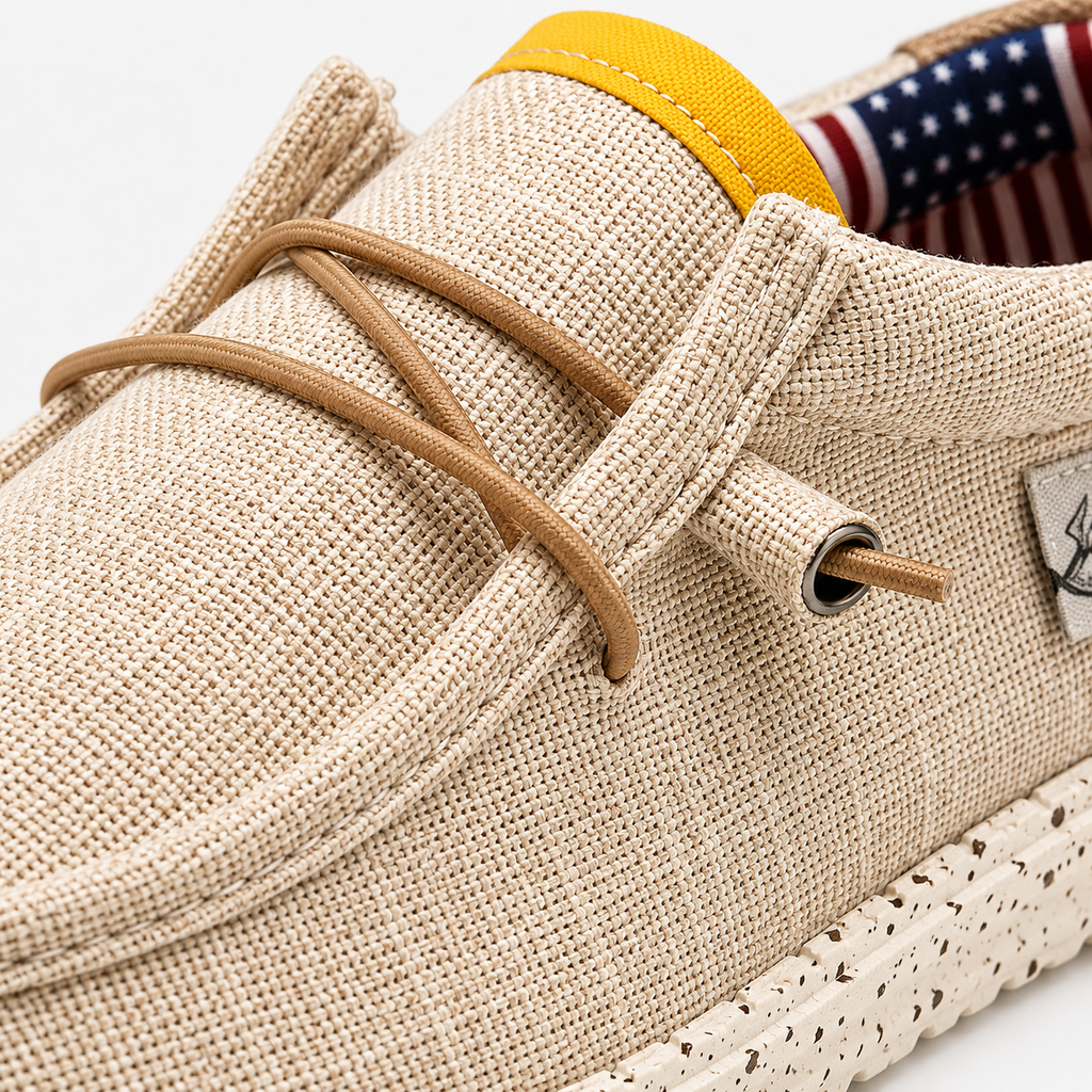 Men's Canvas Loafers – Beige Breathable Casual Slip-On Driving Flat Shoes