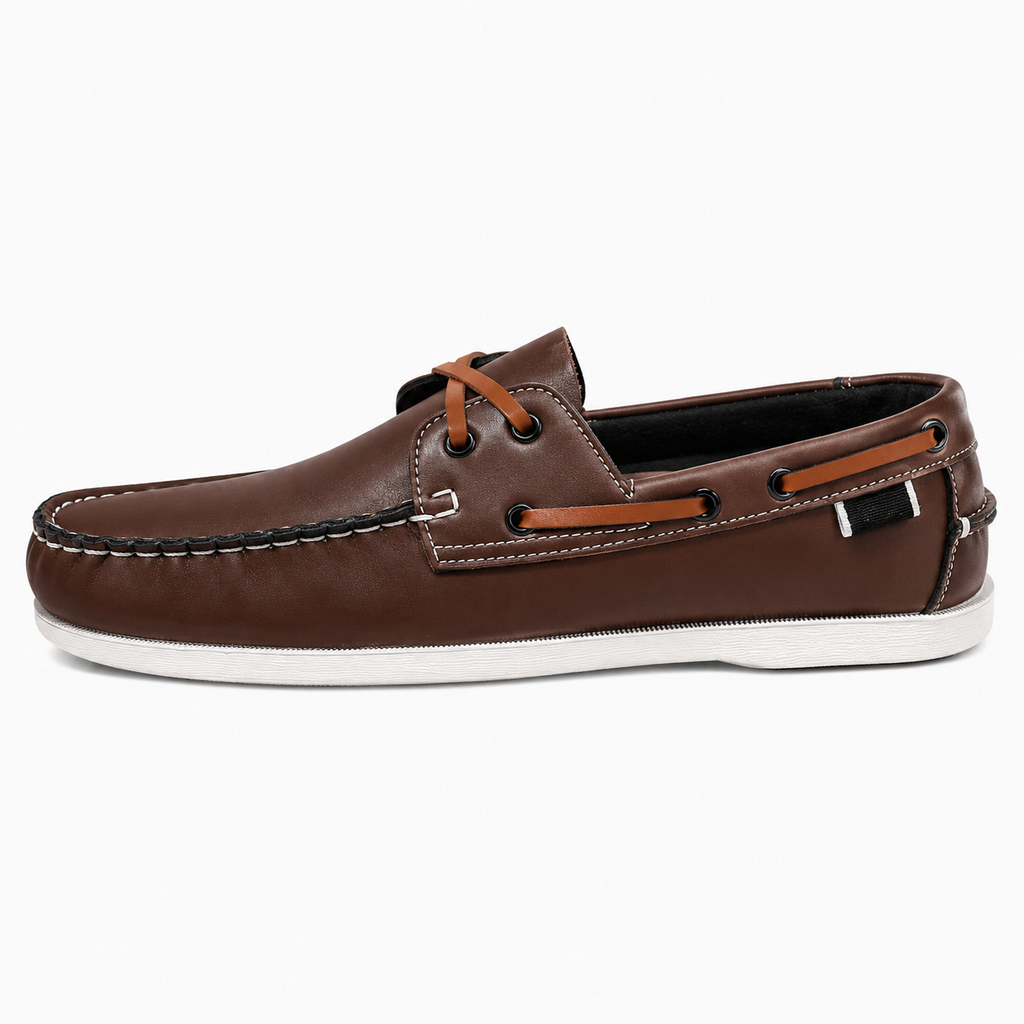 Men's Apron Toe Loafers – Brown Comfortable Slip-On Shoes for Walking & Travel