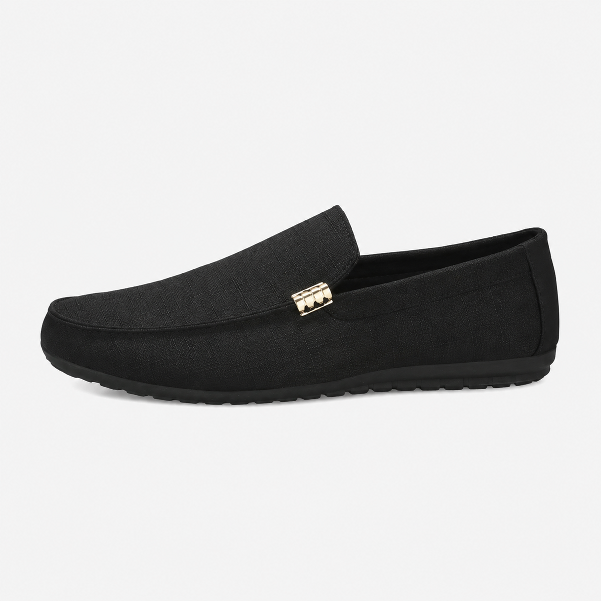 Men's Canvas Slip-On Loafers – Black Smart Casual Dress & Wedding Flat Shoes