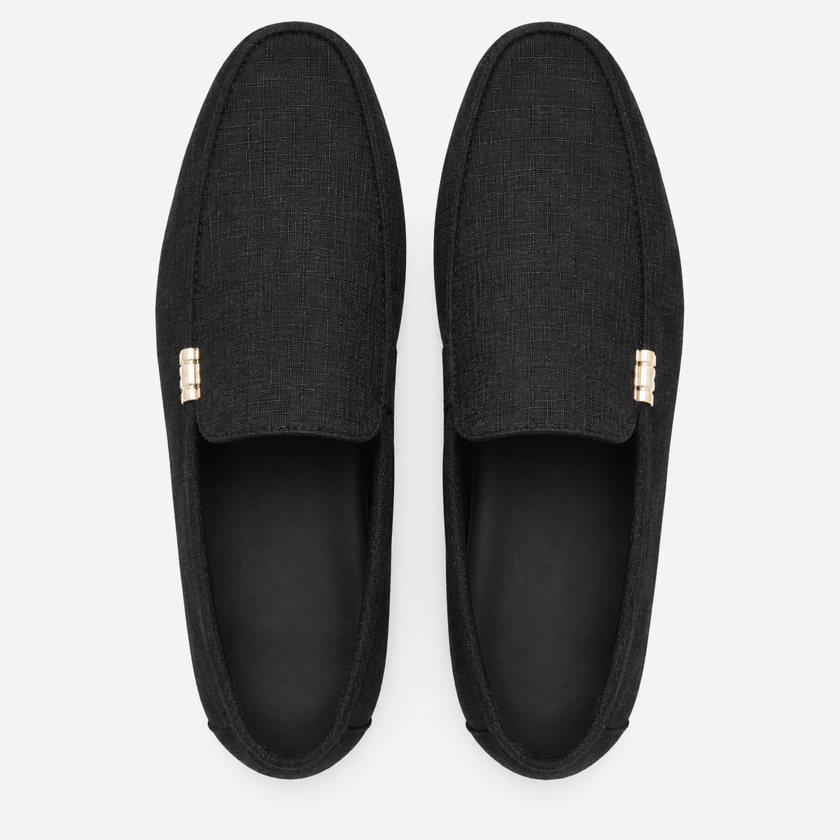 Men's Canvas Slip-On Loafers – Black Smart Casual Dress & Wedding Flat Shoes