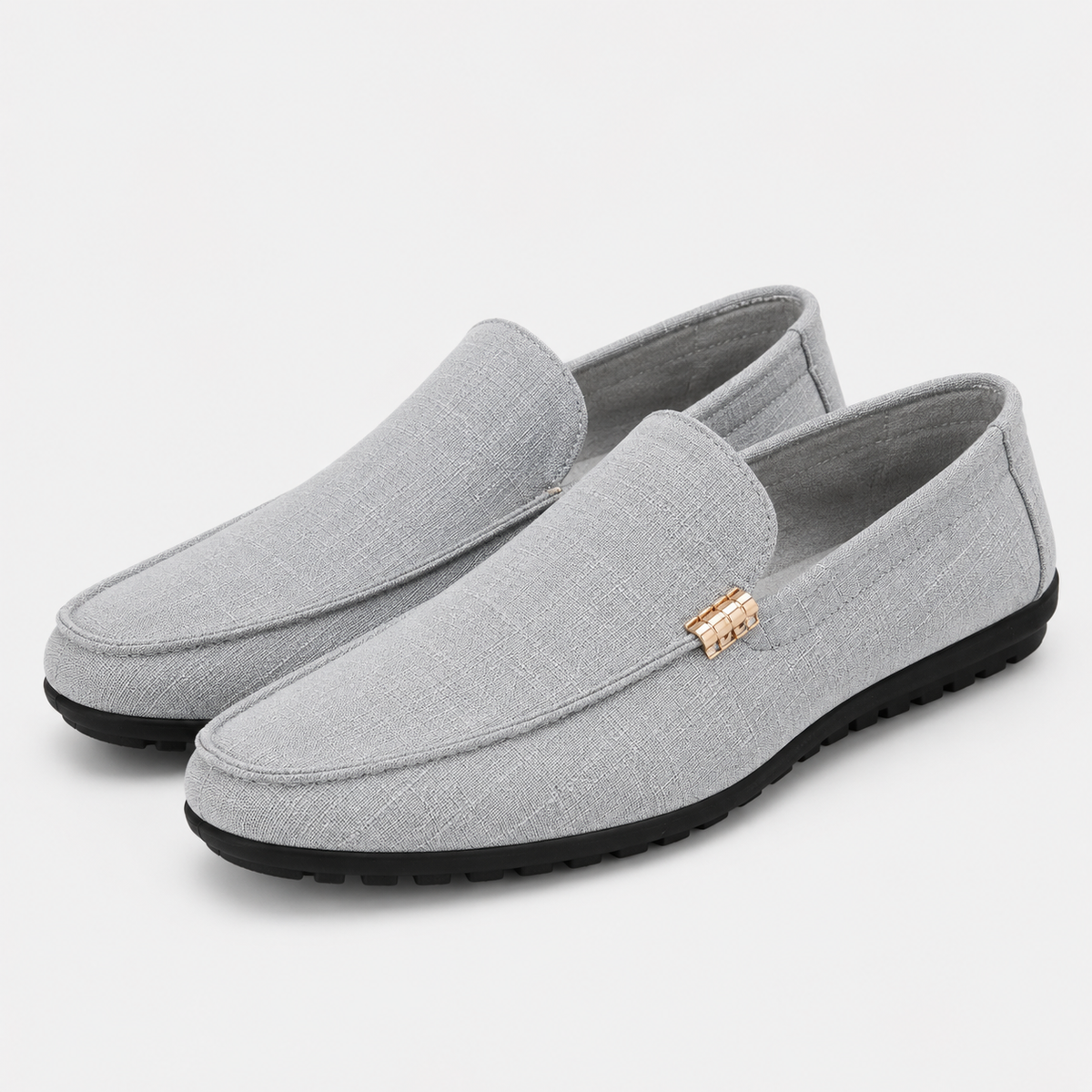 Men's Canvas Slip-On Loafers – Black Smart Casual Dress & Wedding Flat Shoes