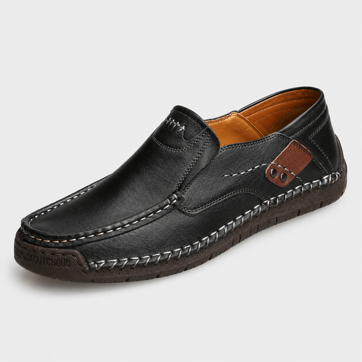 Men's Genuine Leather Italian Loafers – Black Breathable Handmade Driving Shoes
