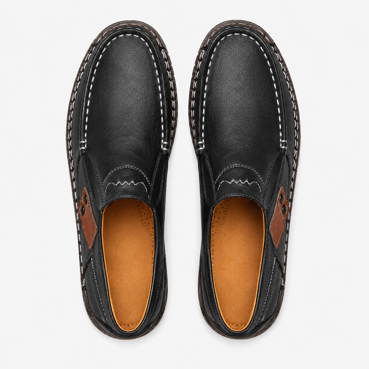 Men's Genuine Leather Italian Loafers – Black Breathable Handmade Driving Shoes