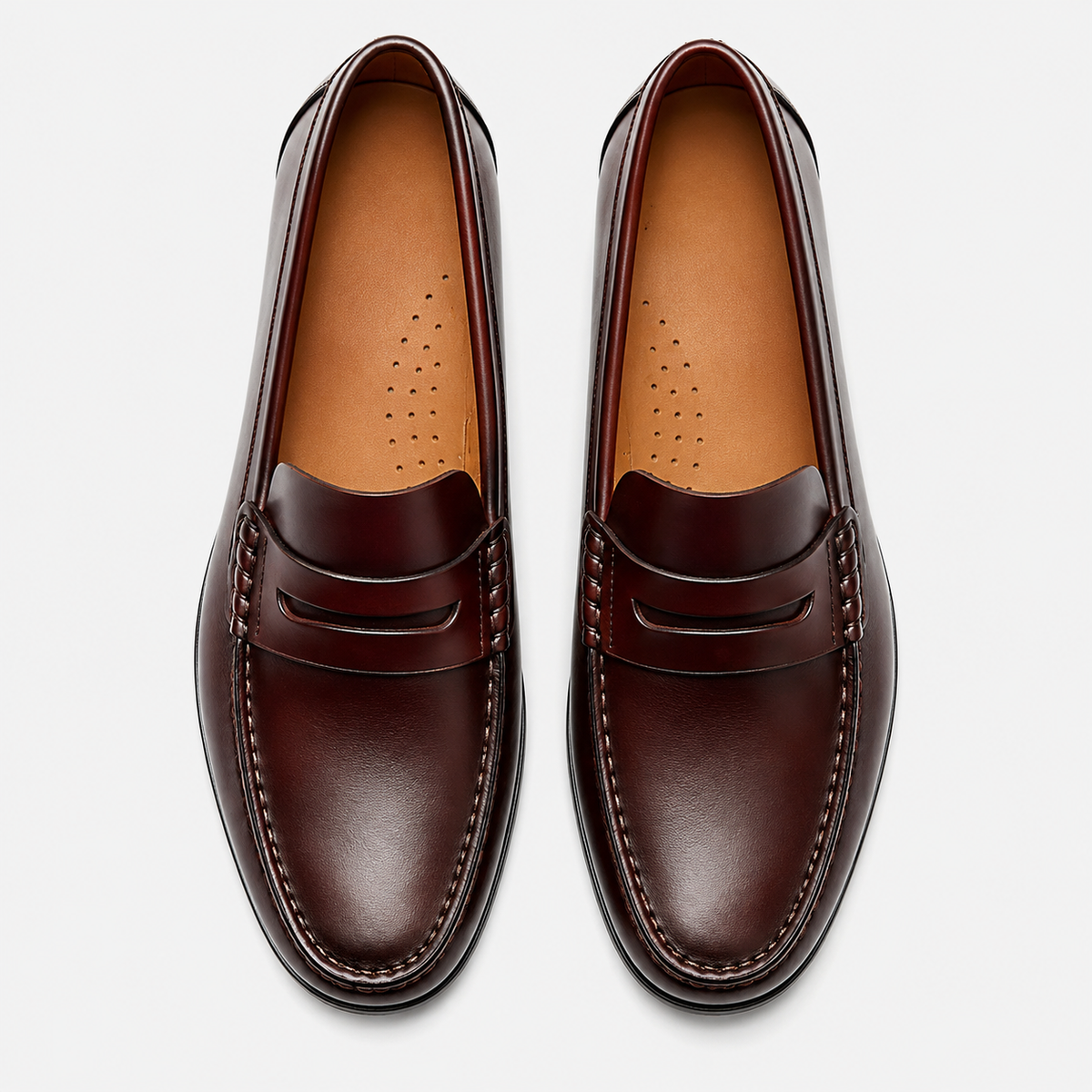 Men's Vintage Calf Leather Loafers – Brown Breathable Slip-On Casual Driving Shoes