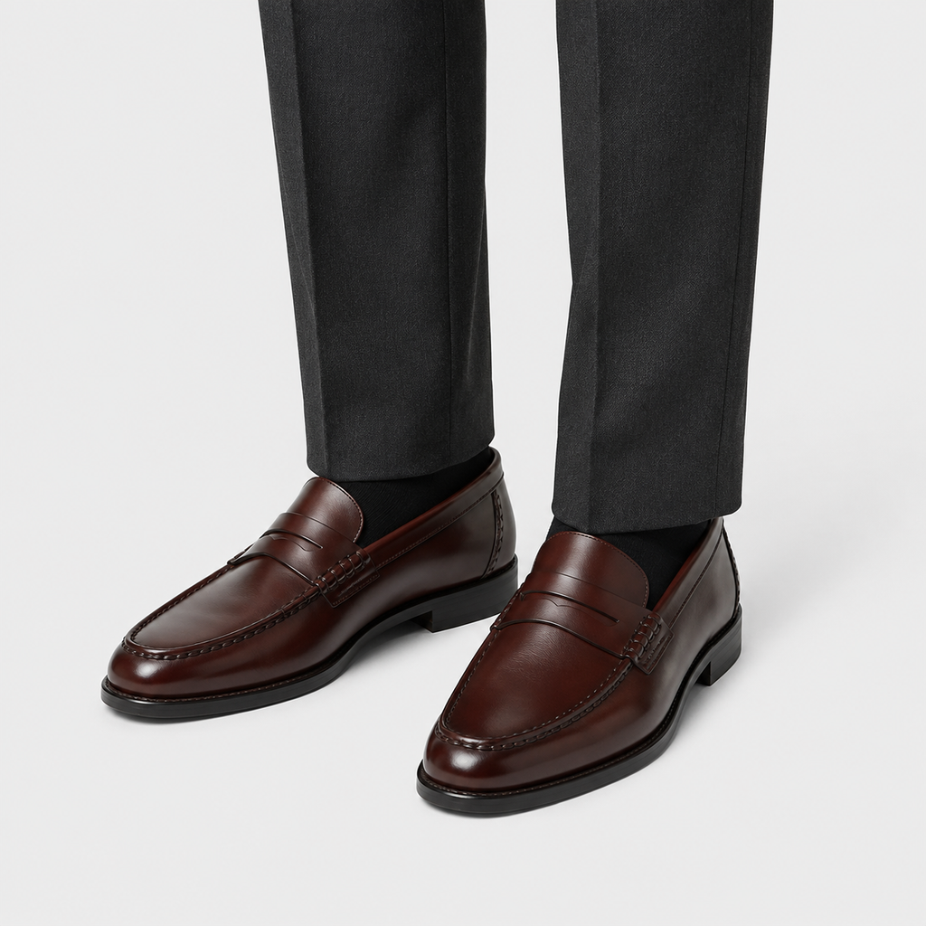 Men's Vintage Calf Leather Loafers – Brown Breathable Slip-On Casual Driving Shoes