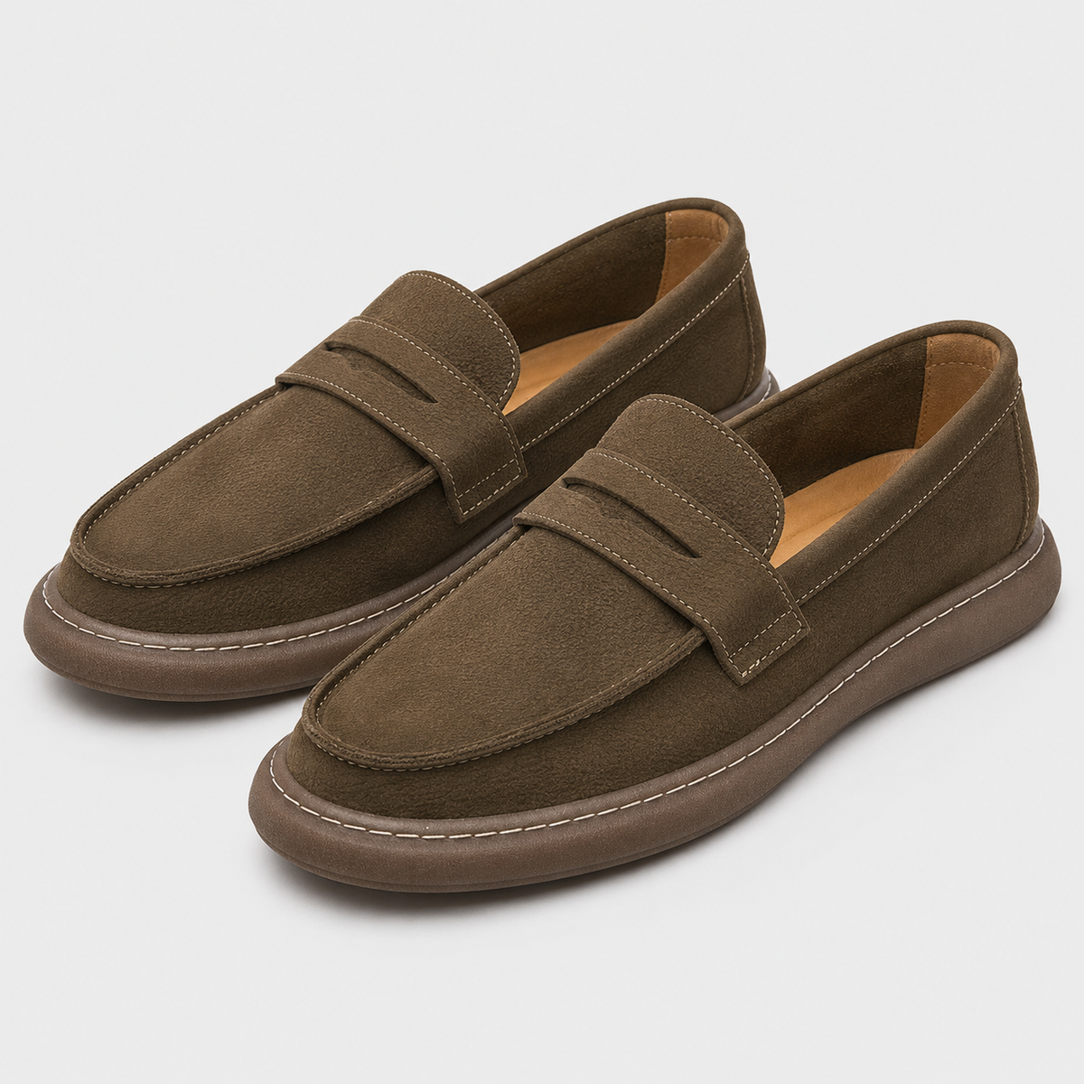 Men's Italian Leather Loafers – Brown Smart Business Casual Slip-On Shoes