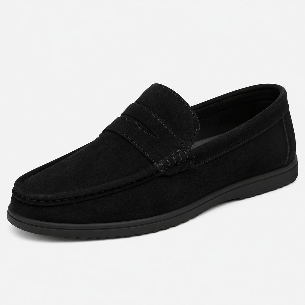 Men's Versatile Driving Loafers – Black Comfortable Work Shoes in Black, Grey & Khaki