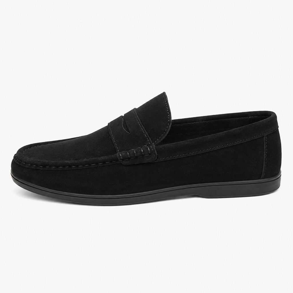 Men's Versatile Driving Loafers – Black Comfortable Work Shoes in Black, Grey & Khaki
