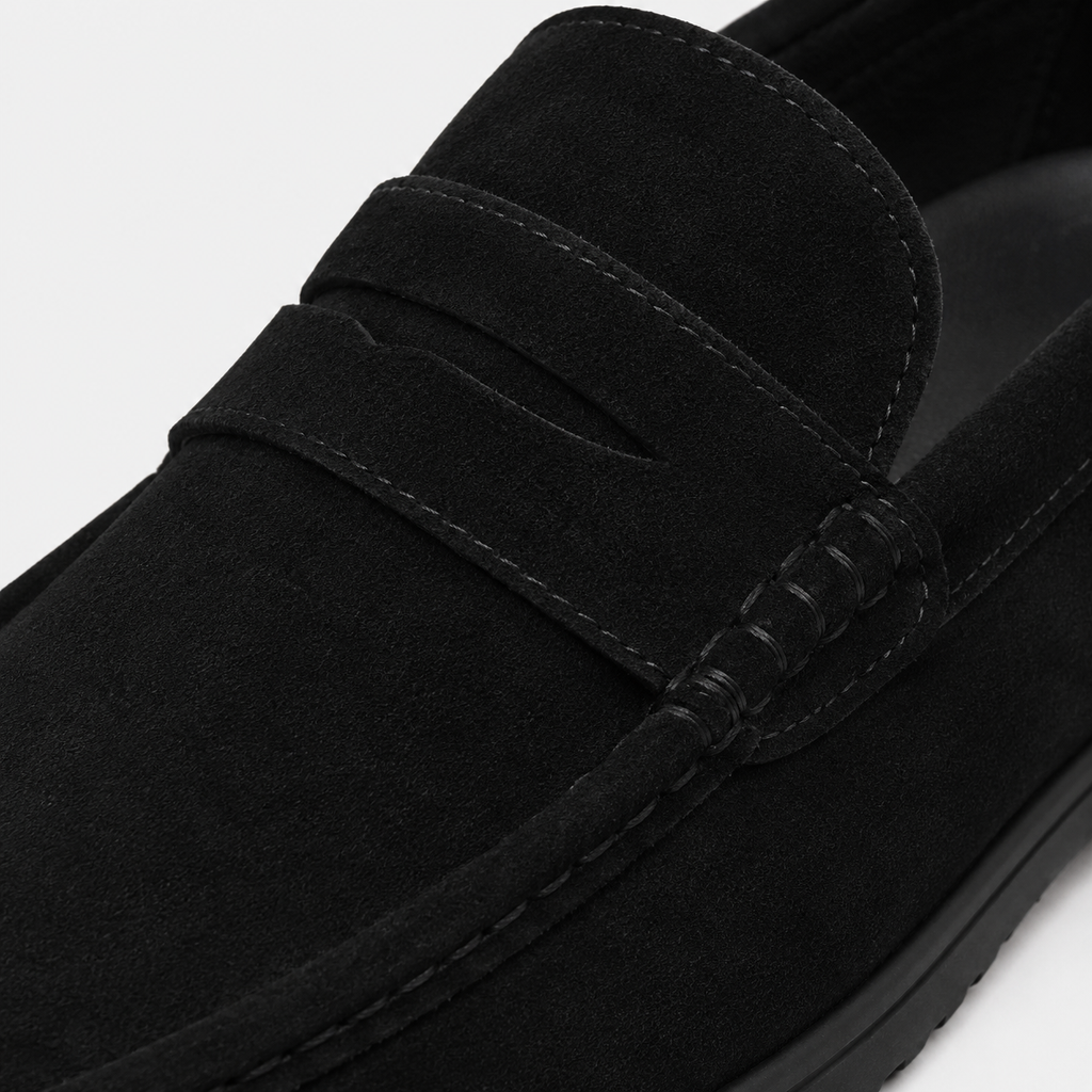 Men's Versatile Driving Loafers – Black Comfortable Work Shoes in Black, Grey & Khaki