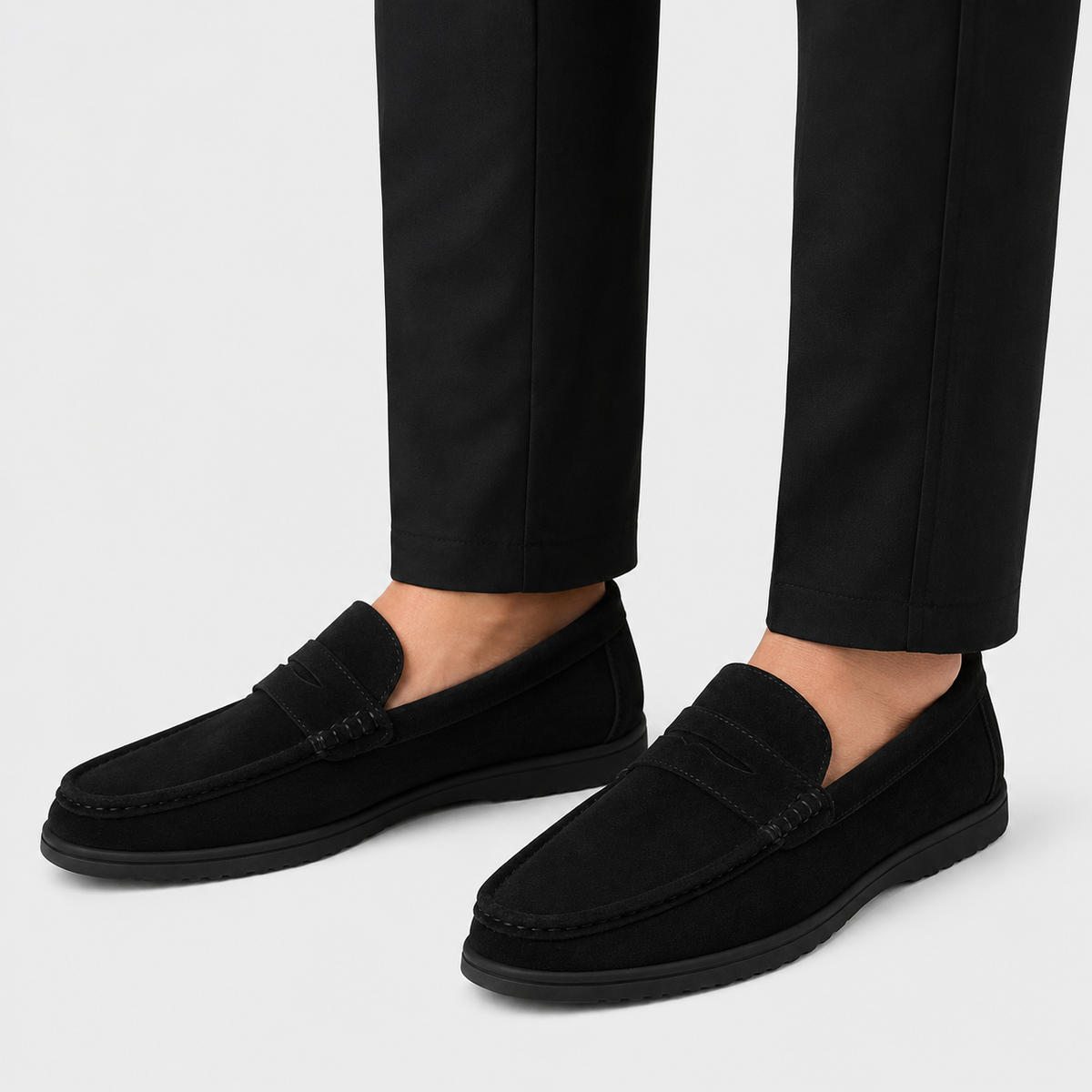 Men's Versatile Driving Loafers – Black Comfortable Work Shoes in Black, Grey & Khaki
