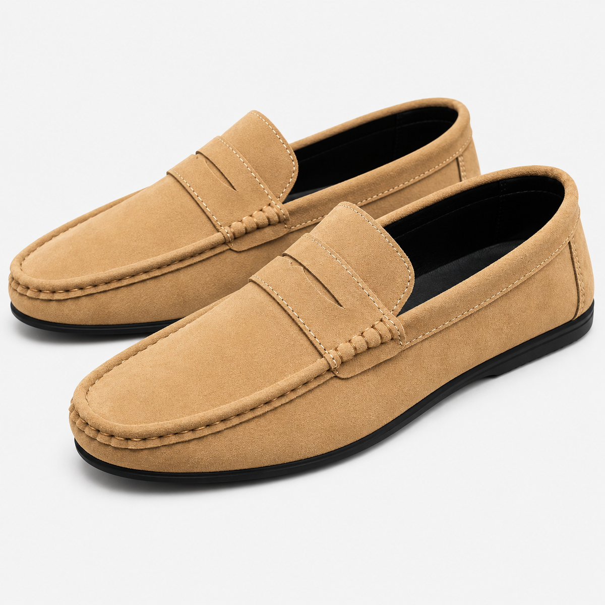 Men's Versatile Driving Loafers – Black Comfortable Work Shoes in Black, Grey & Khaki