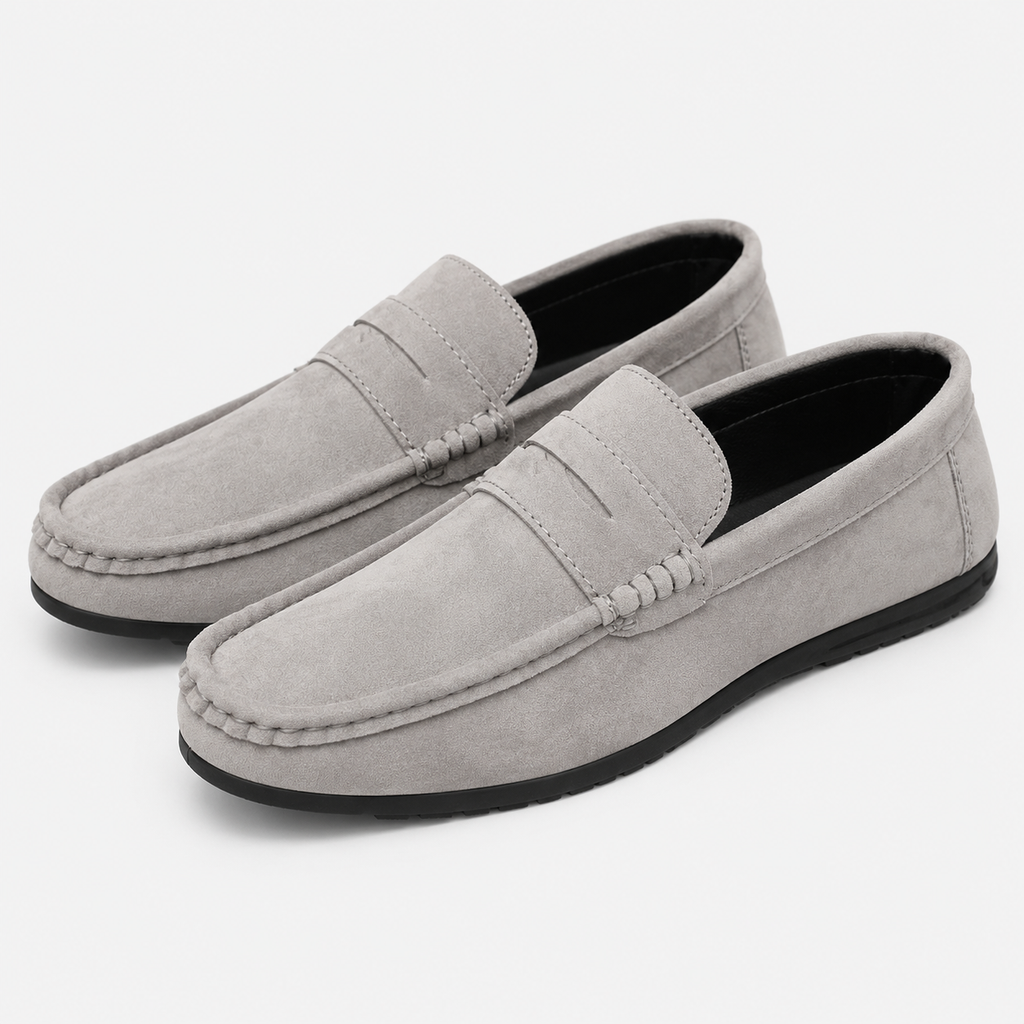 Men's Versatile Driving Loafers – Black Comfortable Work Shoes in Black, Grey & Khaki