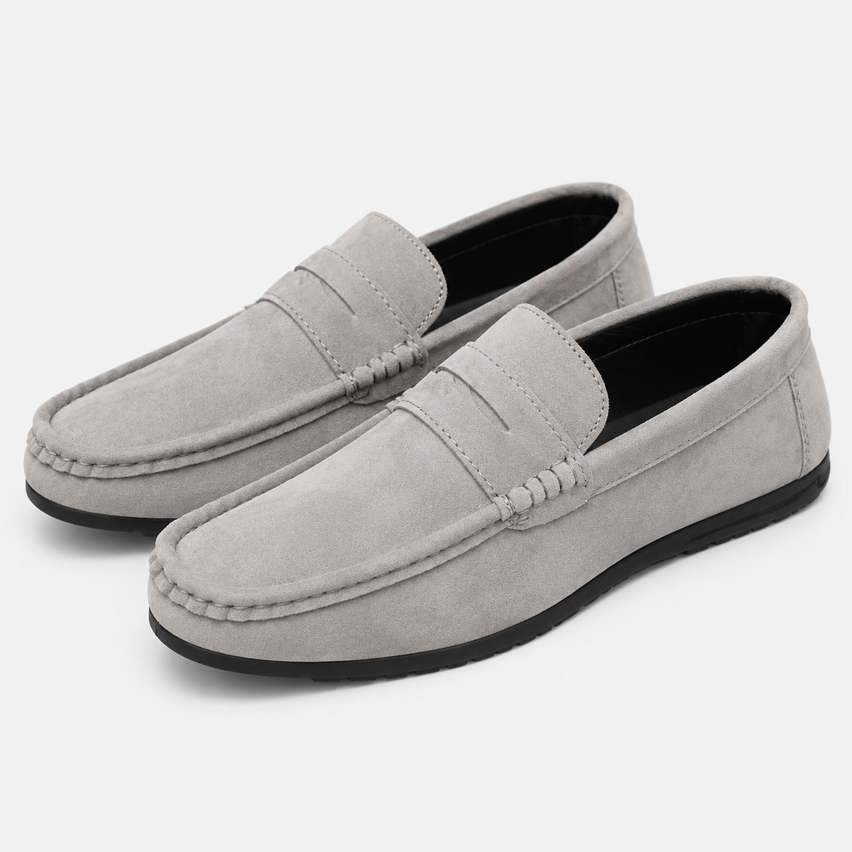 Men's Versatile Driving Loafers – Black Comfortable Work Shoes in Black, Grey & Khaki