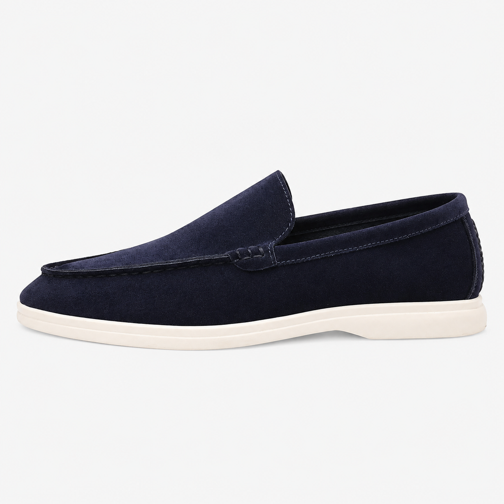 Men's Suede Leather Loafers – Blue Classic Formal Wedding Dress Shoes
