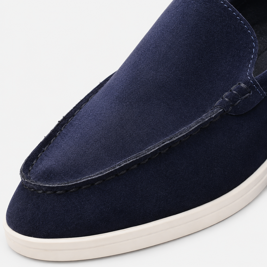 Men's Suede Leather Loafers – Blue Classic Formal Wedding Dress Shoes