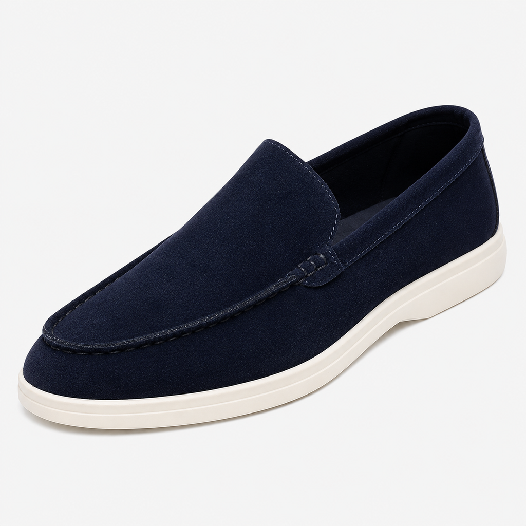 Men's Suede Leather Loafers – Blue Classic Formal Wedding Dress Shoes