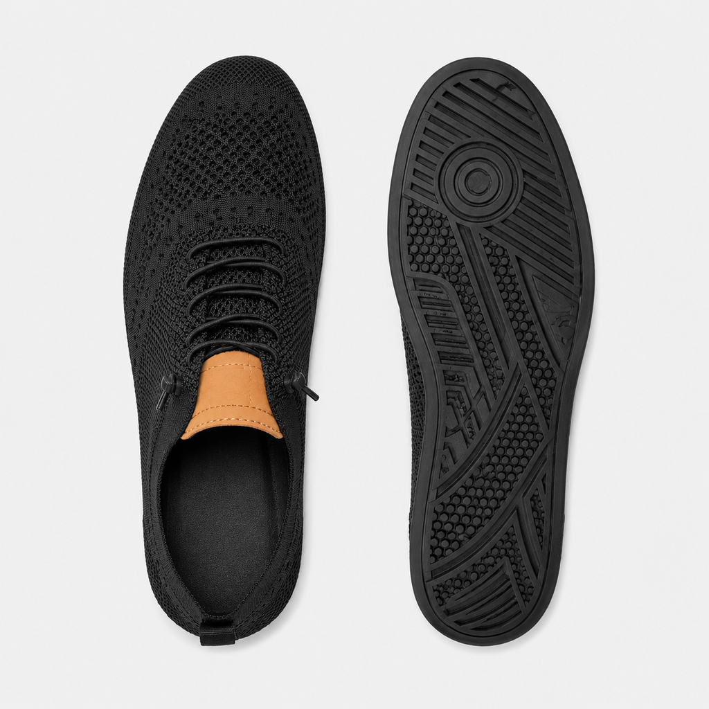 Men's Lightweight Loafers – Black Breathable Casual Slip-On Indoor & Outdoor Shoes