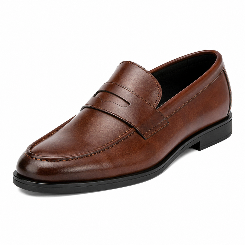 Men's Leather Dress Loafers – Brown Classic Business Casual Formal Party Shoes