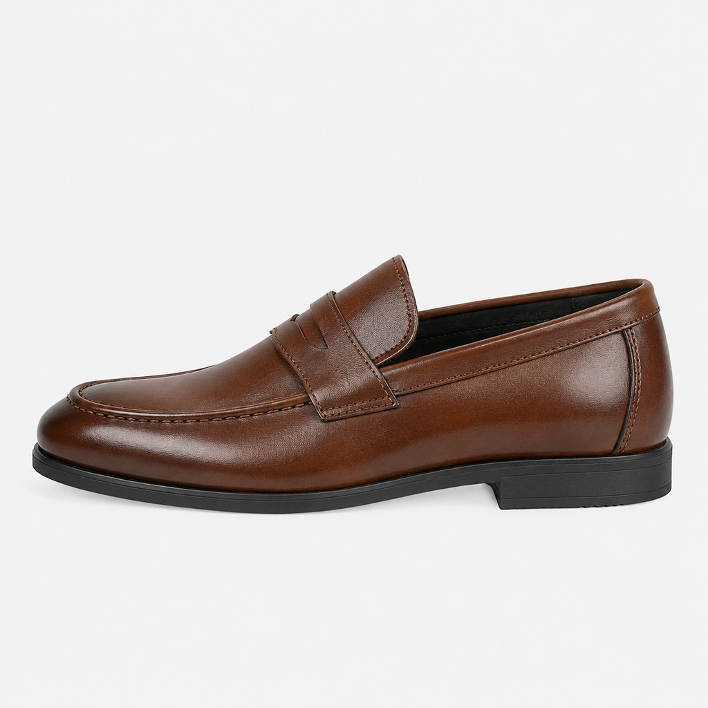 Men's Leather Dress Loafers – Brown Classic Business Casual Formal Party Shoes
