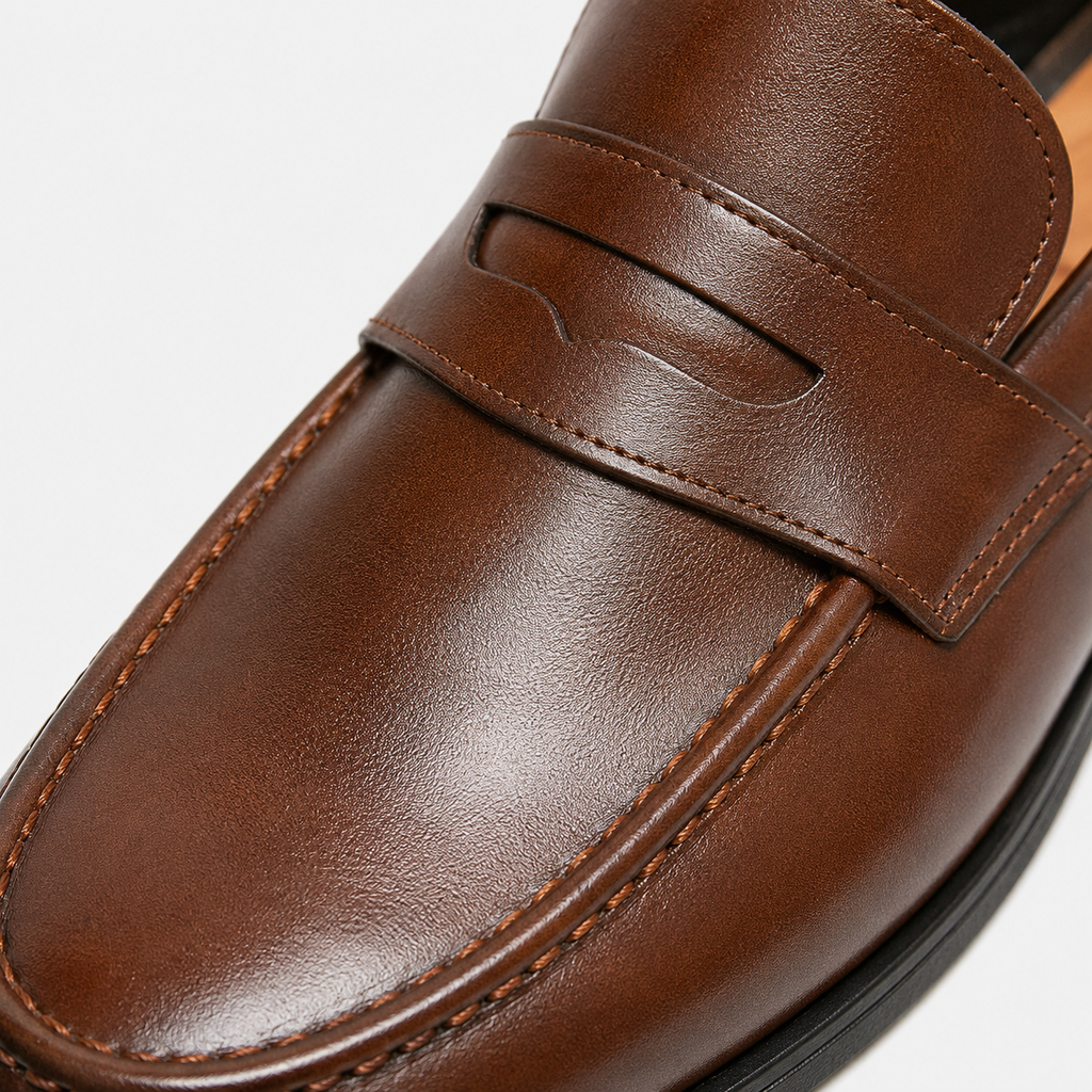 Men's Leather Dress Loafers – Brown Classic Business Casual Formal Party Shoes