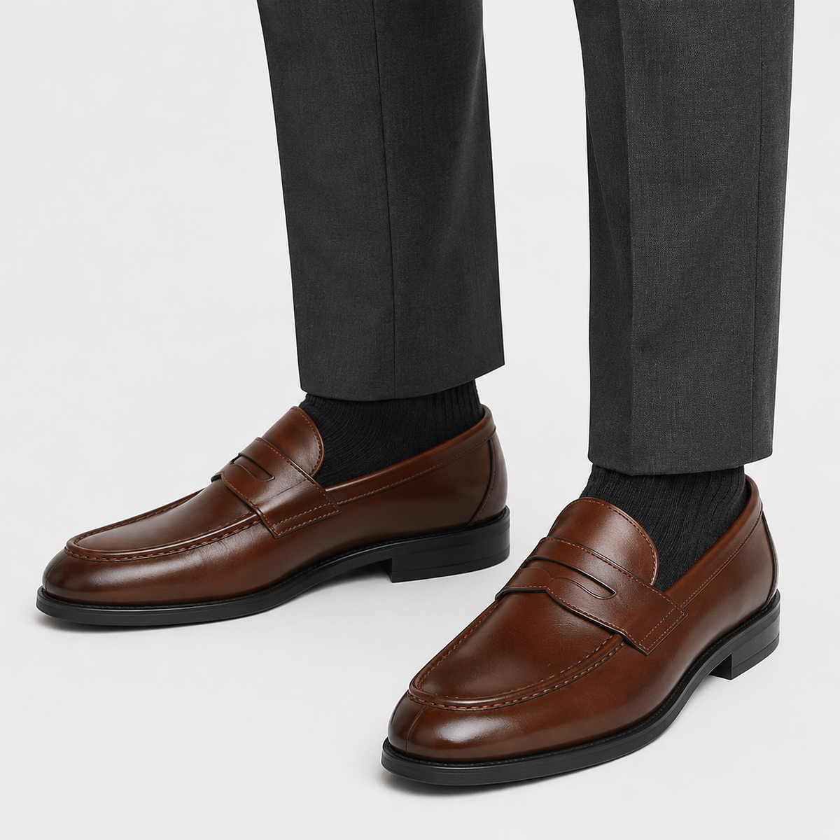 Men's Leather Dress Loafers – Brown Classic Business Casual Formal Party Shoes