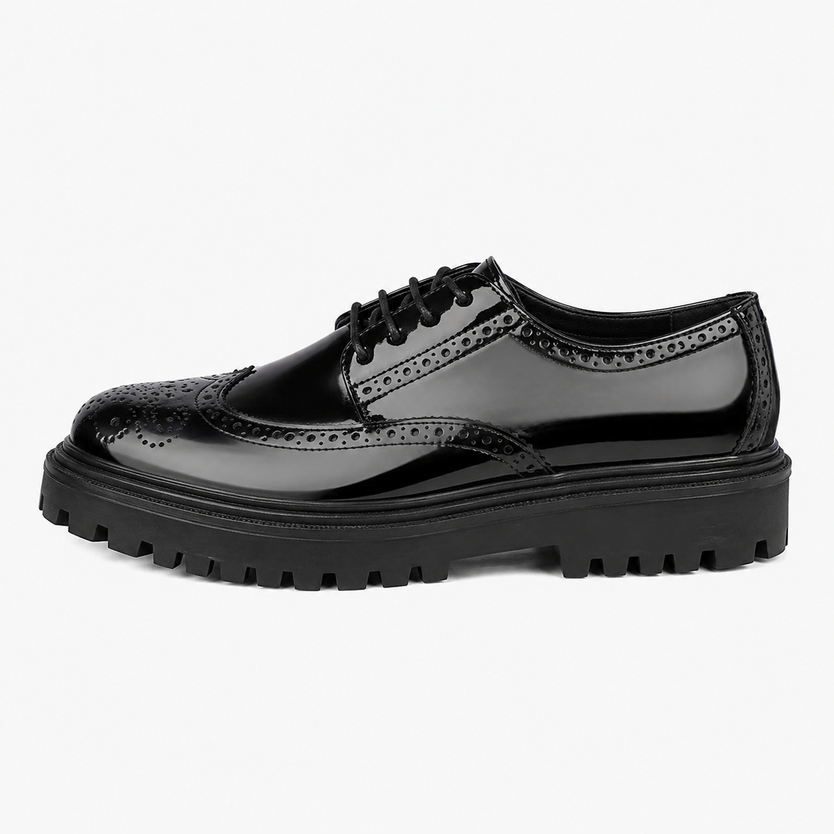 Men's Black Platform Loafers – British Style Thick Sole Heightening Shoes