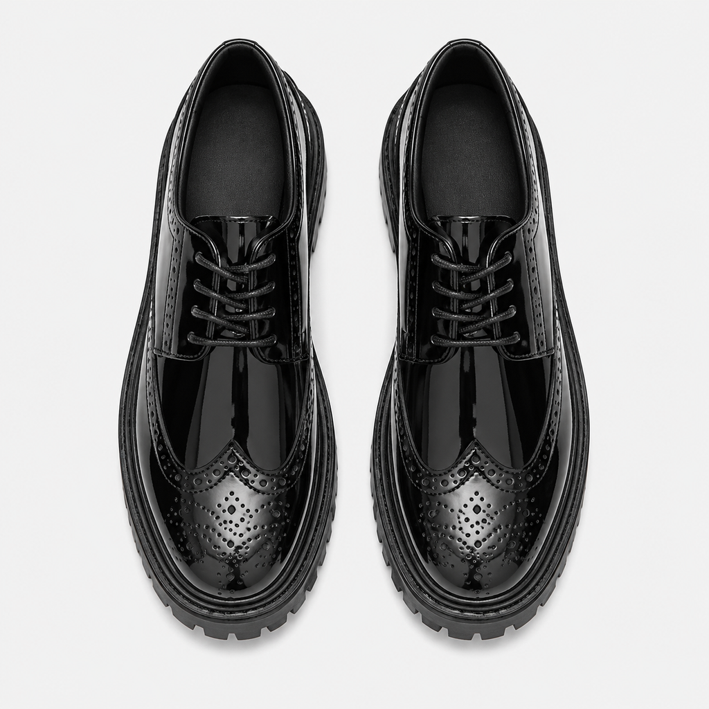 Men's Black Platform Loafers – British Style Thick Sole Heightening Shoes