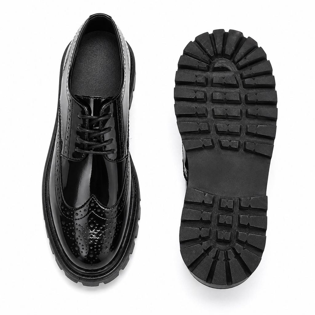Men's Black Platform Loafers – British Style Thick Sole Heightening Shoes